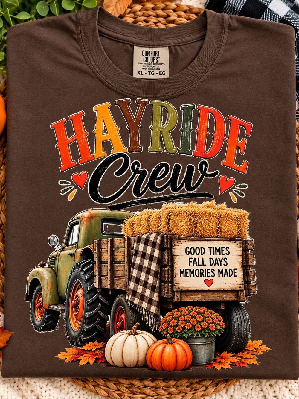 Comfort Colors Brown Kids 'Hayride Crew' Graphic Tee